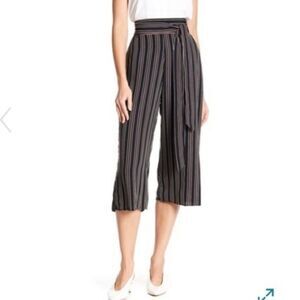 West Kei Striped Tie Front Cropped Wide Leg pants 20A